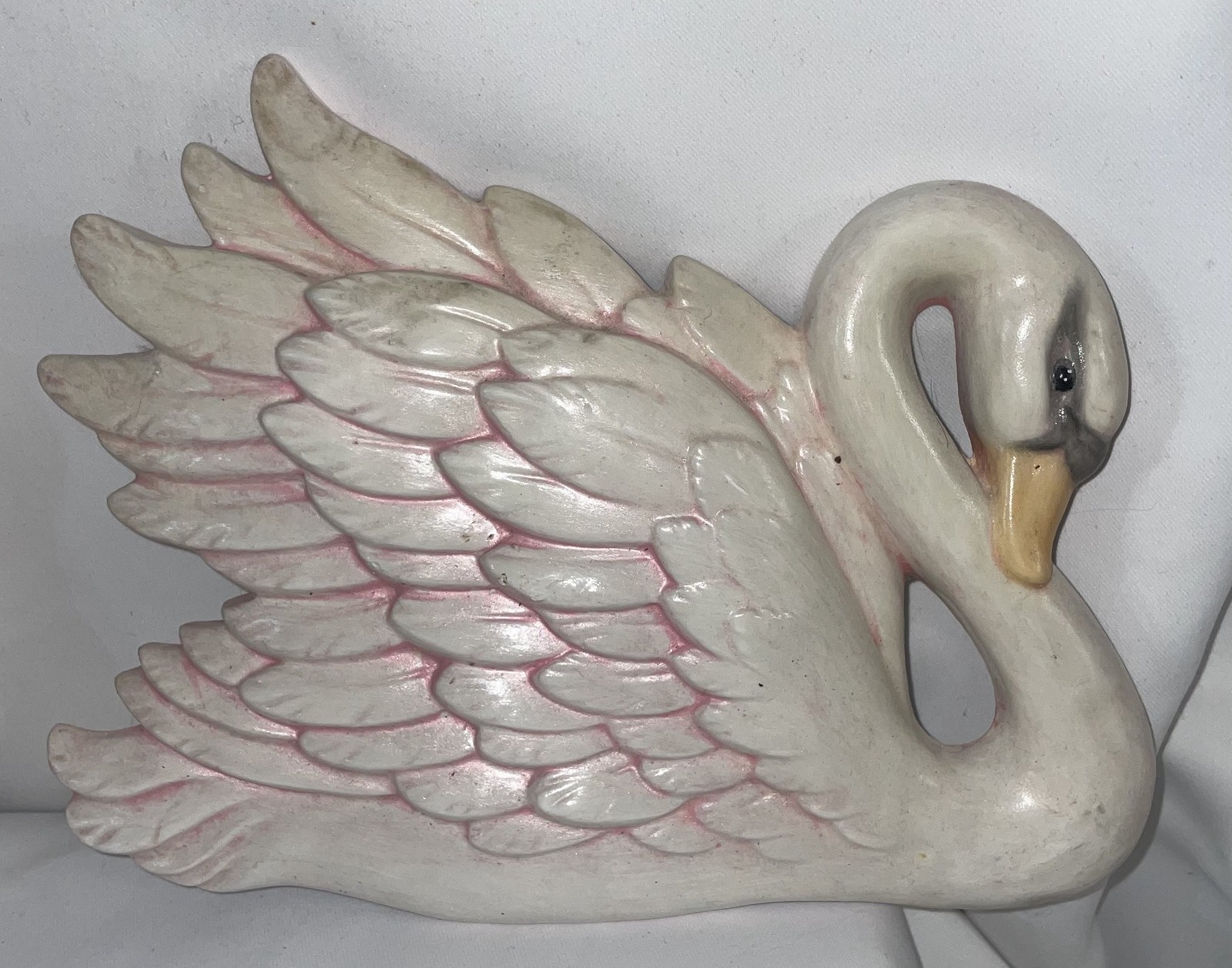 Miller Studios Chalk Ware Set Of 3 Swan Wall Plaques 2 Pink 1 Blue 6 1/2 “