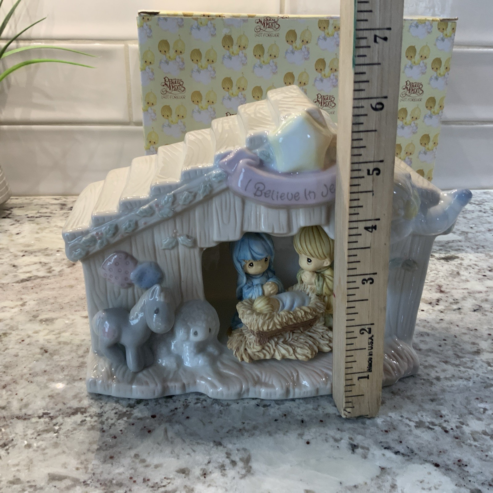 Precious Moments light up Nativity Scene, I Believe in Jesus MISSING LIGHT
