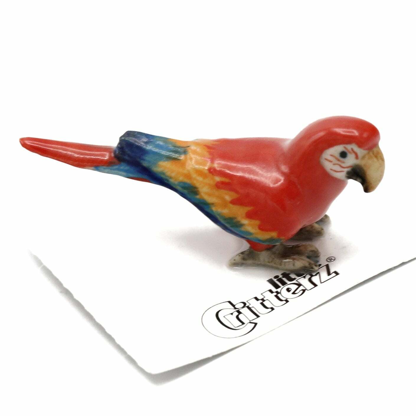 Little Critterz Red Macaw “Scarlet” – miniature porcelain figurine