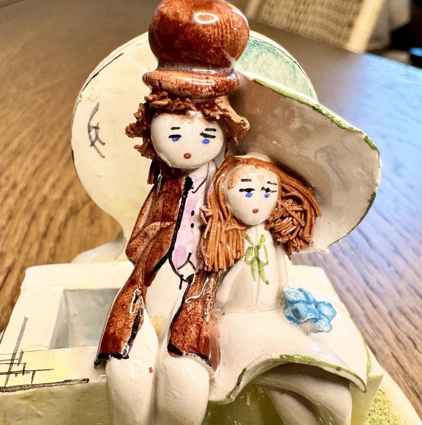 Vtg Zampiva Italian Pastelceramica Romantic Couple Figurine Spaghetti Hair 2.5”