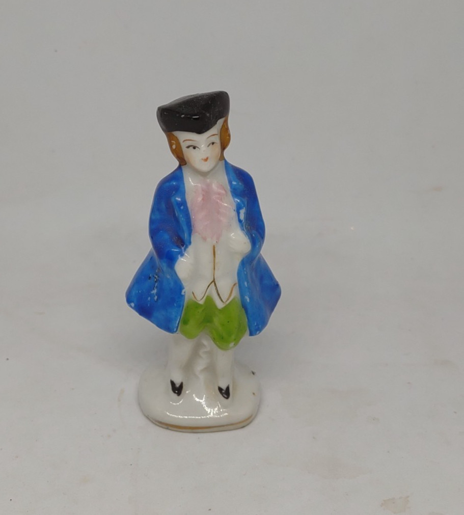 VTG Porcelain Japan Hand Painted Miniature Figures Colonial Man 2 3/4l X 1 1/2”w