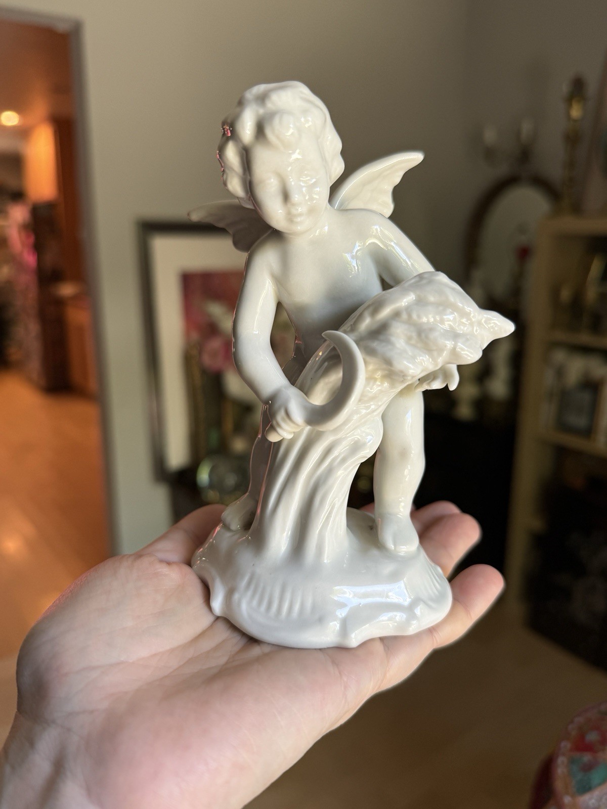 Karl Klette Dresden Germany #2040 White Bisque Porcelain Angel Cherub
