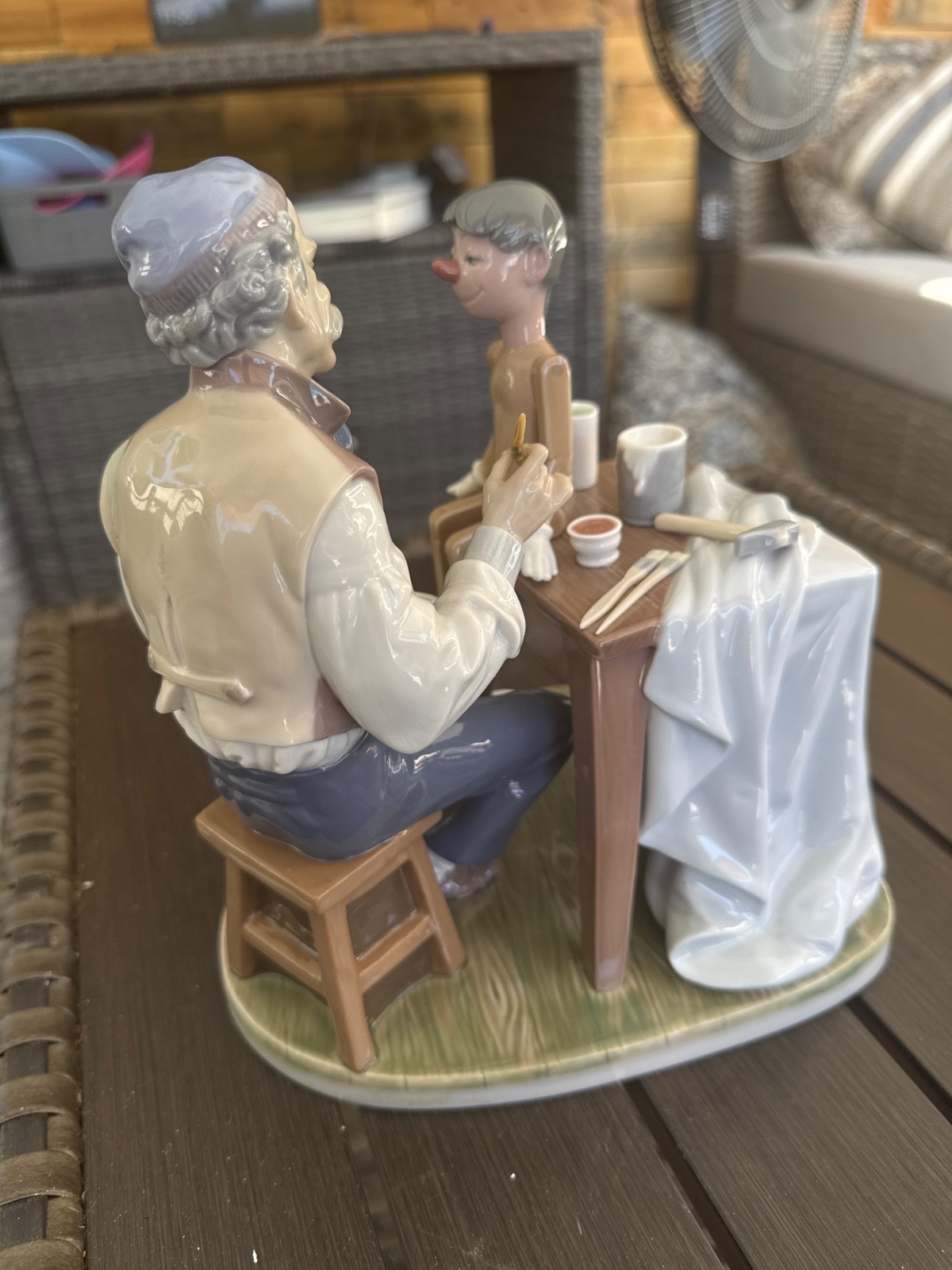 LLADRO RARE “The Puppet Painter & Cat ” Porcelain by Lladro Spain 1985 VERY NICE