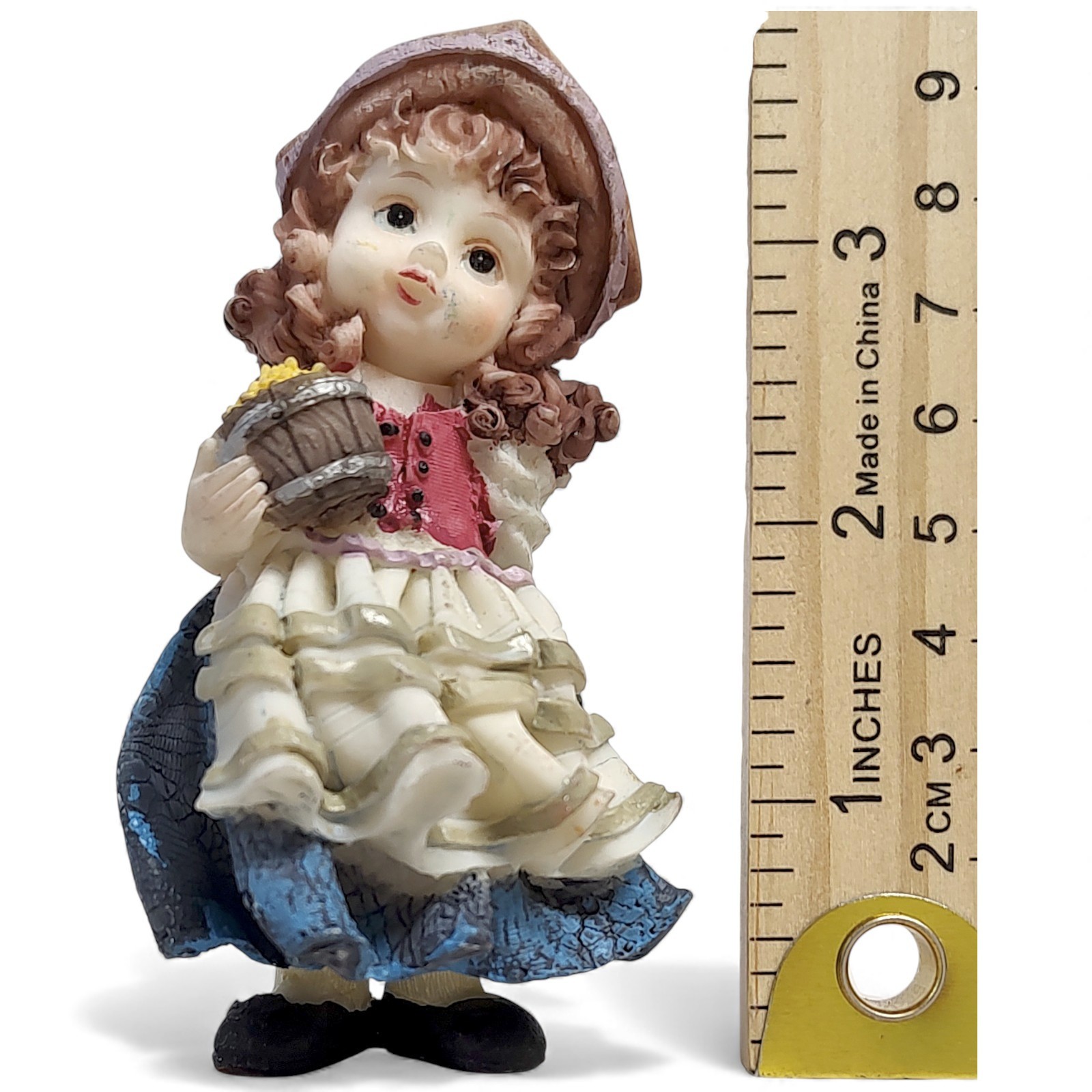 Vintage Central European Alpine Style Girl Ceramic Figurine 3.5″