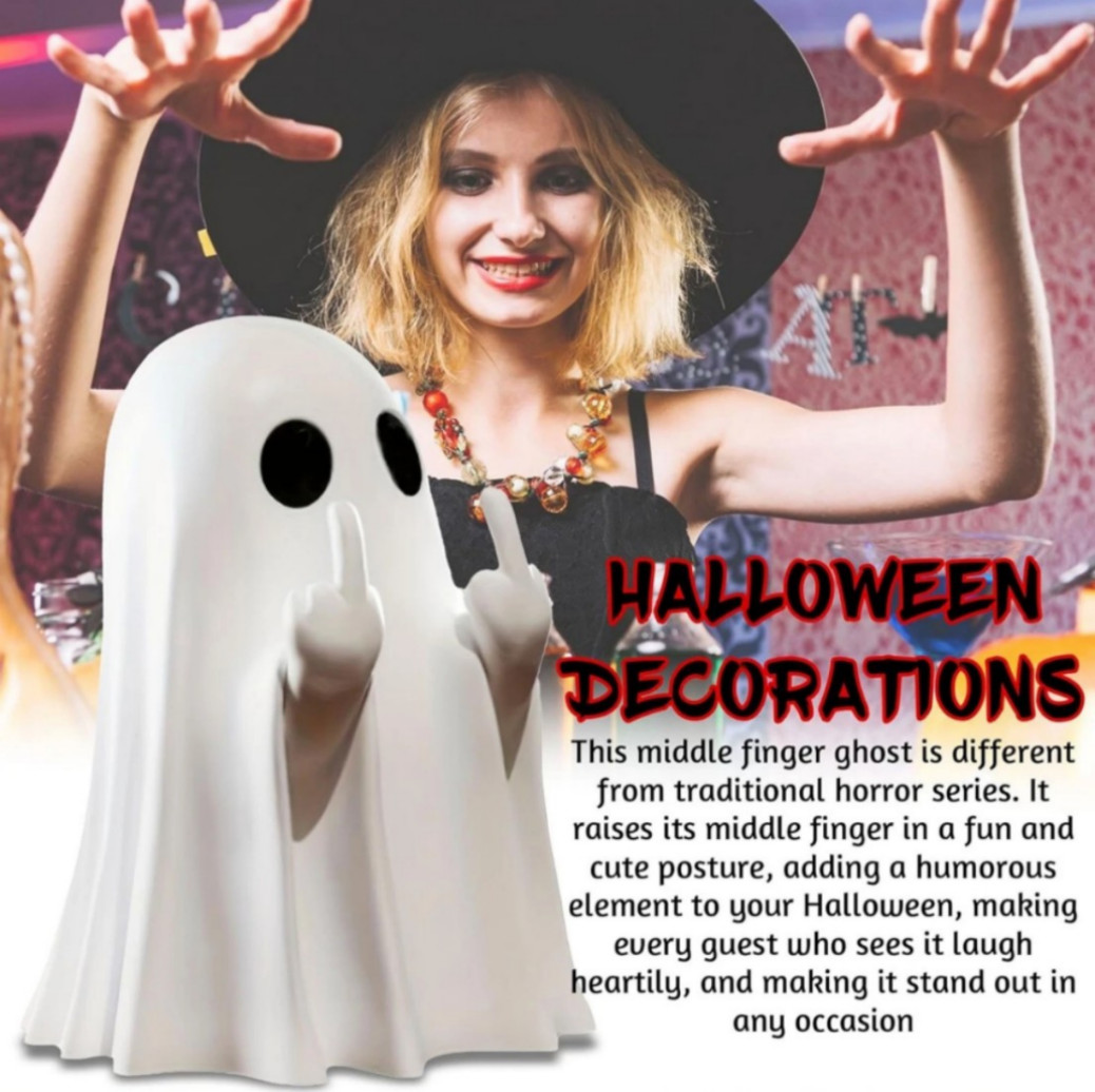 Cute Ghost Figurine Spooky Resin Statue Decoration Home Tabletop (2 Pack )