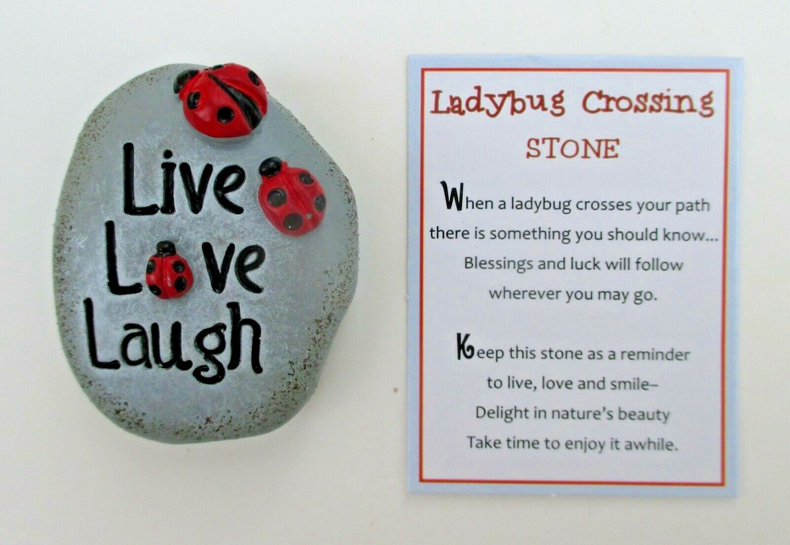 U3 Live love laugh LADYBUG CROSSING STONE FIGURINE Ganz