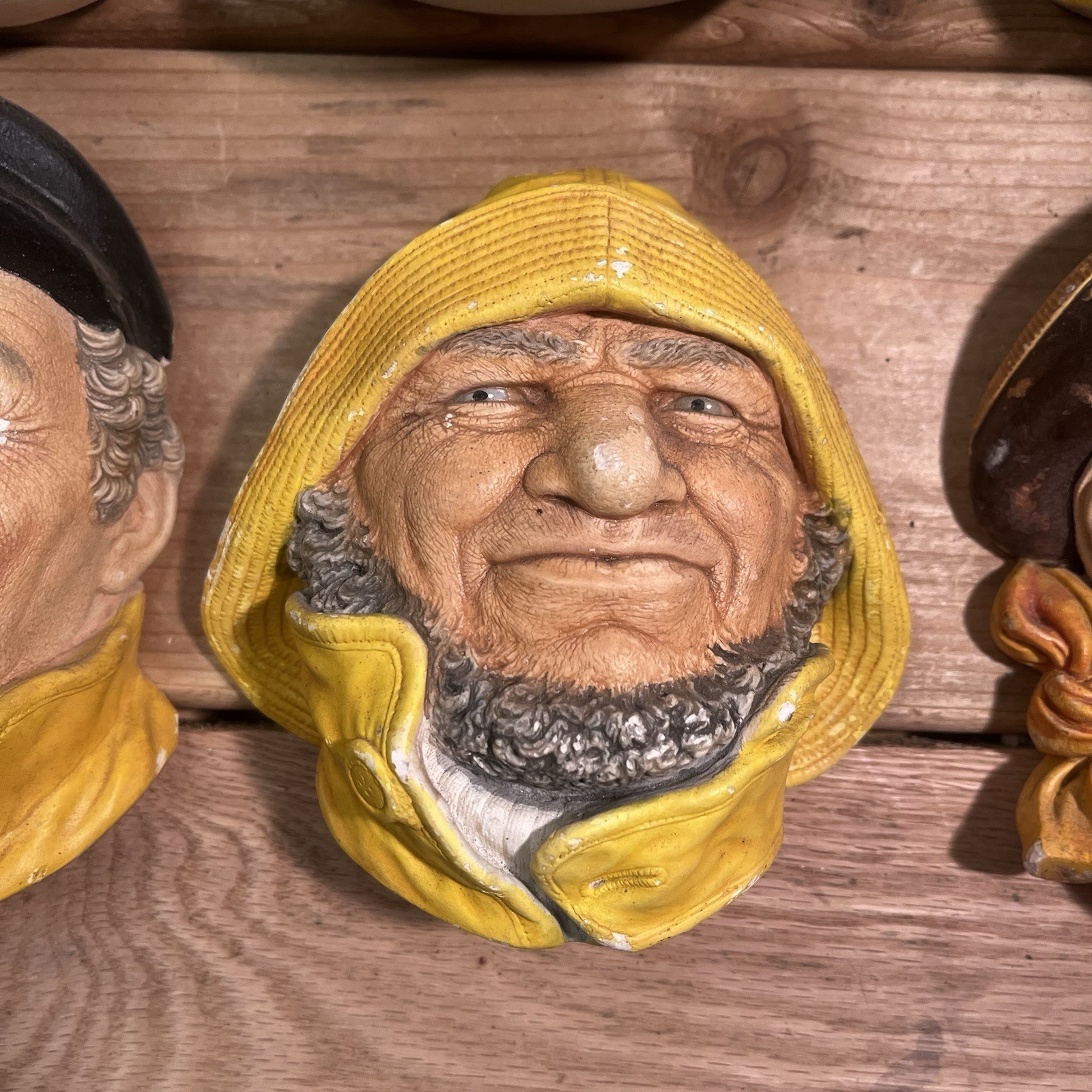Lot of 8 Legends Products Chalkware Heads Made In England Vintage Antique Damage