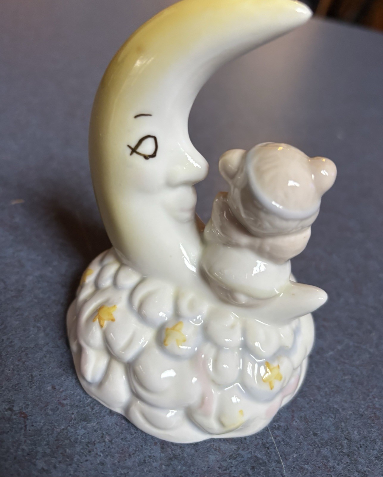 Enesco Nursery Decor Moon Teddy Bear Figurine Porcelain Japan Vintage