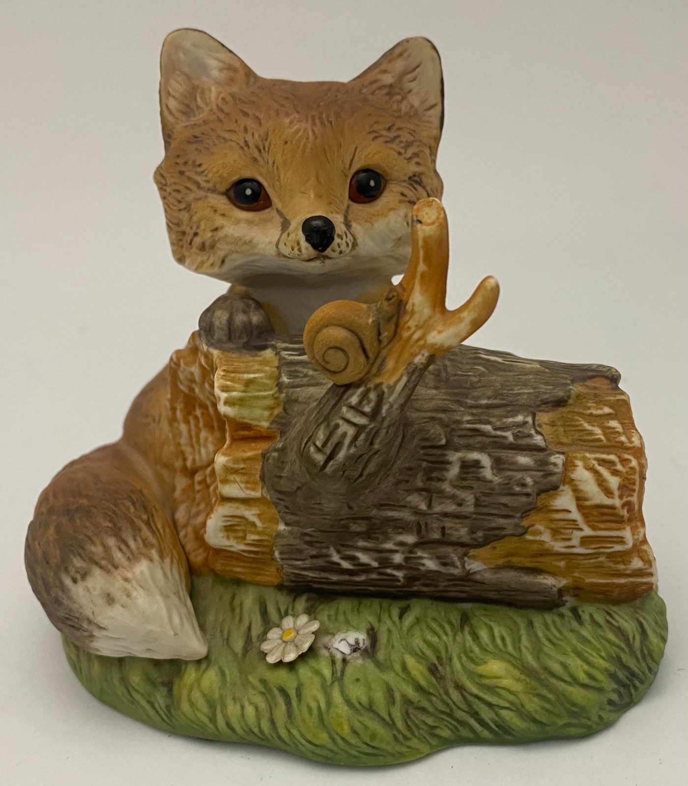 Homco Masterpiece Porcelain Fox Figurine Snail Log 1986 Mexico