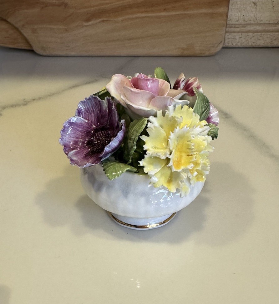 Healacraft Fine Bone China Vintage England Miniature Flowers Yellow Purple Pink