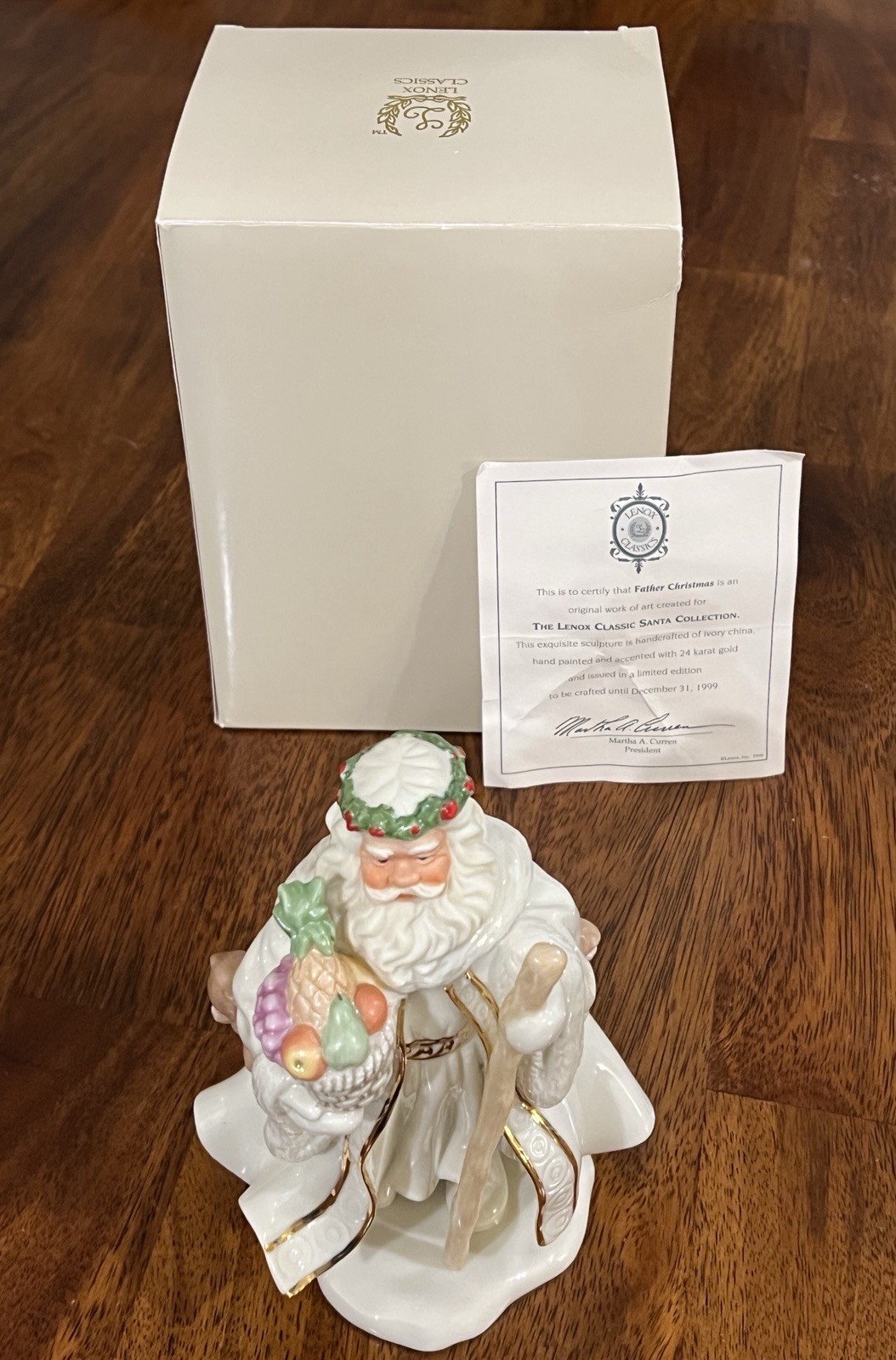 LENOX CLASSIC FATHER CHRISTMAS 1999 LIMITED EDITION 6.75″ FIGURINE 24K GOLD BOX
