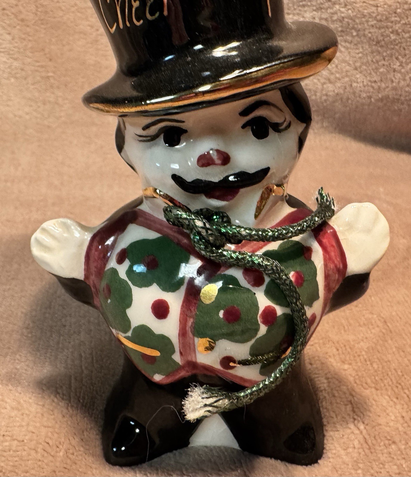 Vintage Top Hat Shot Glass Porcelain Man Dandy Art Deco Style Festive Celebrate