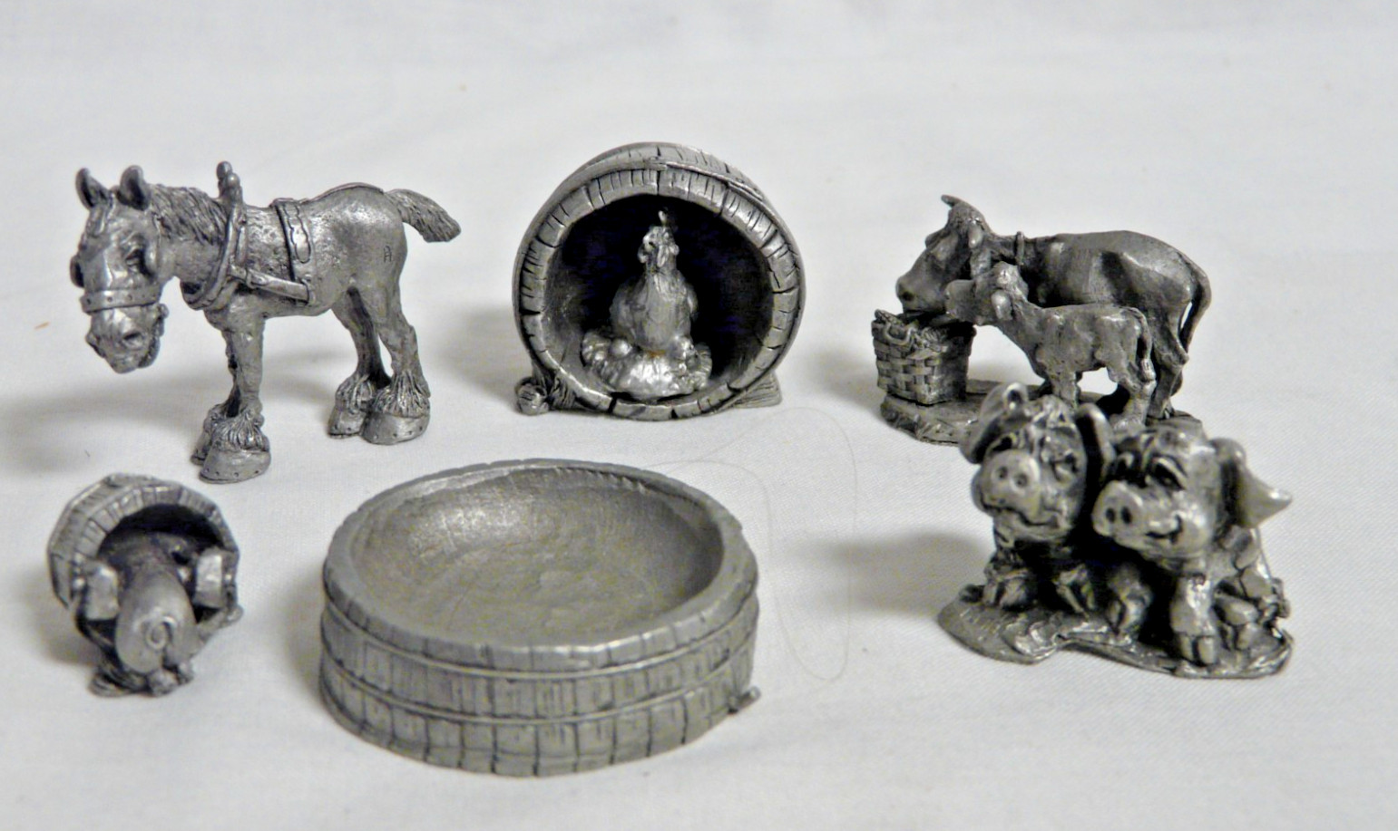 1987 -1990 -1991 Lot of 6 Farm Animals Pieces by Boyd Perry Fine Pewter