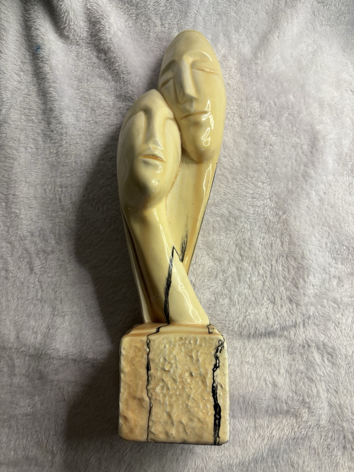 Devotion Art Statue Blush Ceramic Figure Man & Women Intertwined Love 14” Decor