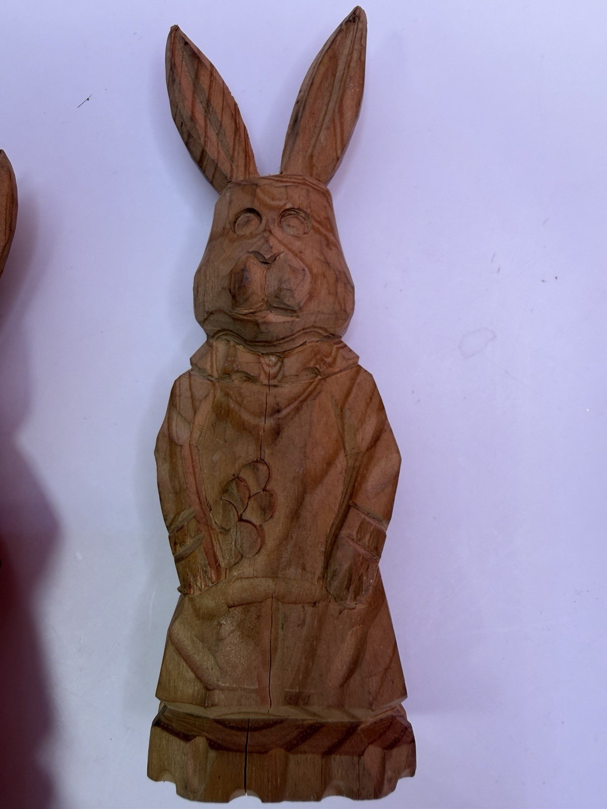 Hand Carved Rabbits Both Uniquely Different. Great Condition. See Photos