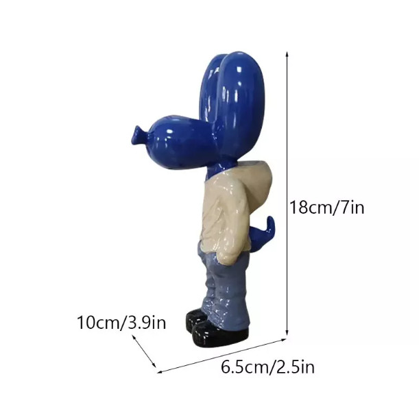 Mr Cool Balloon Dog Sculpture Art Resin for Living Room Desktop Decoration, Blue