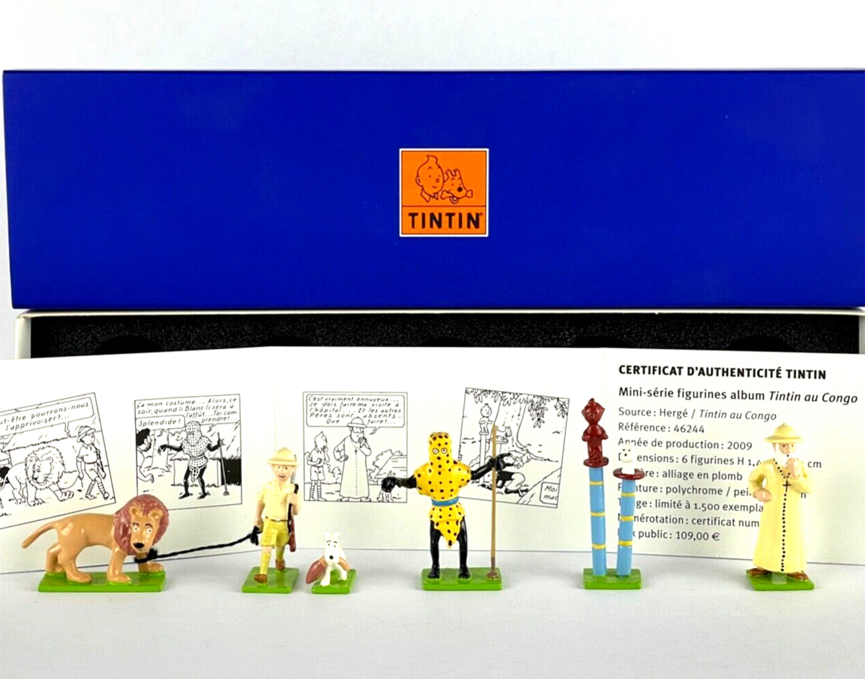 Pixi Mini Serie Tintin Set 46244 “Tintin Au Congo” 2009 6x Metal Figurines RARE