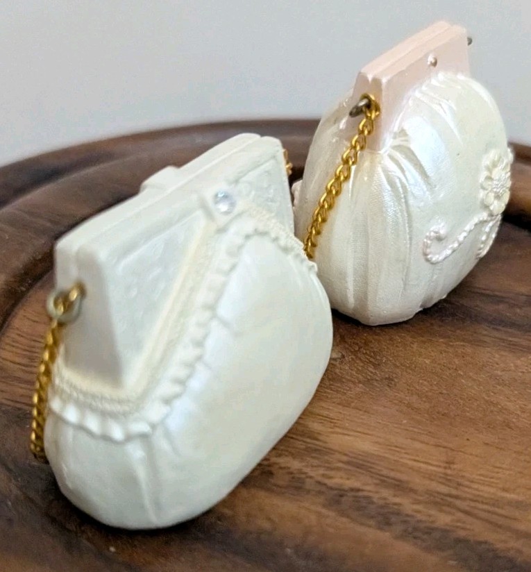 High Heels Hat & Purses Off White/Pink Jeweled Figures Resin Lot