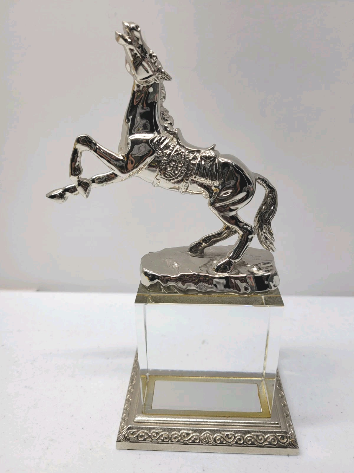 Horse on Crystal Base Sculpture Figurine 7.5 inches 3 lbs
