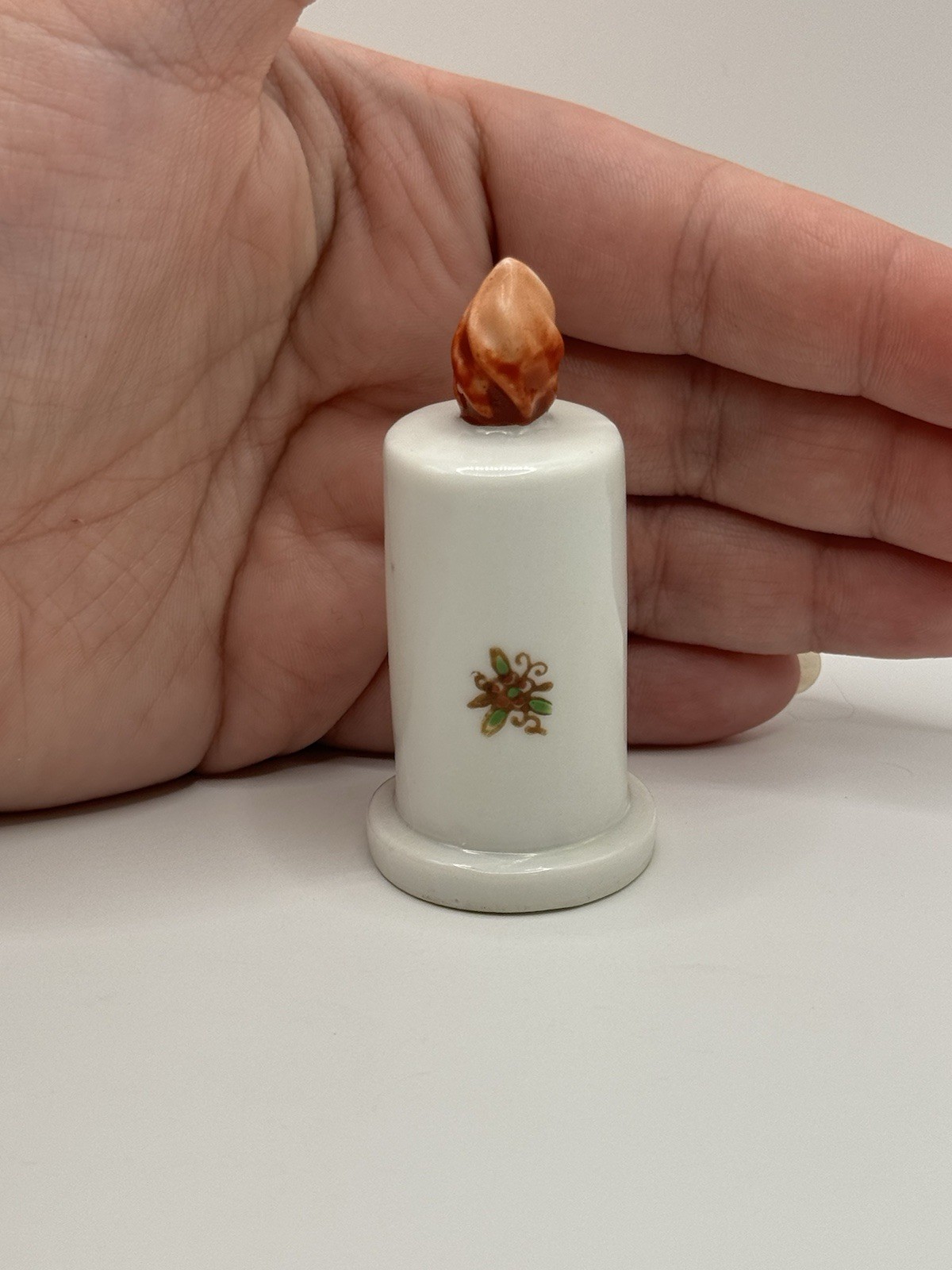 Vintage Unique Porcelain Floral Candle Figurine Decorative Japan Trinket