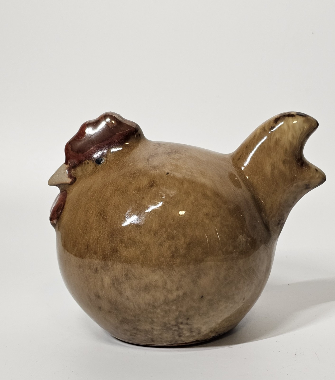 Brown Fat Chubby Hen Glazed Ceramic Home Decor Figurine