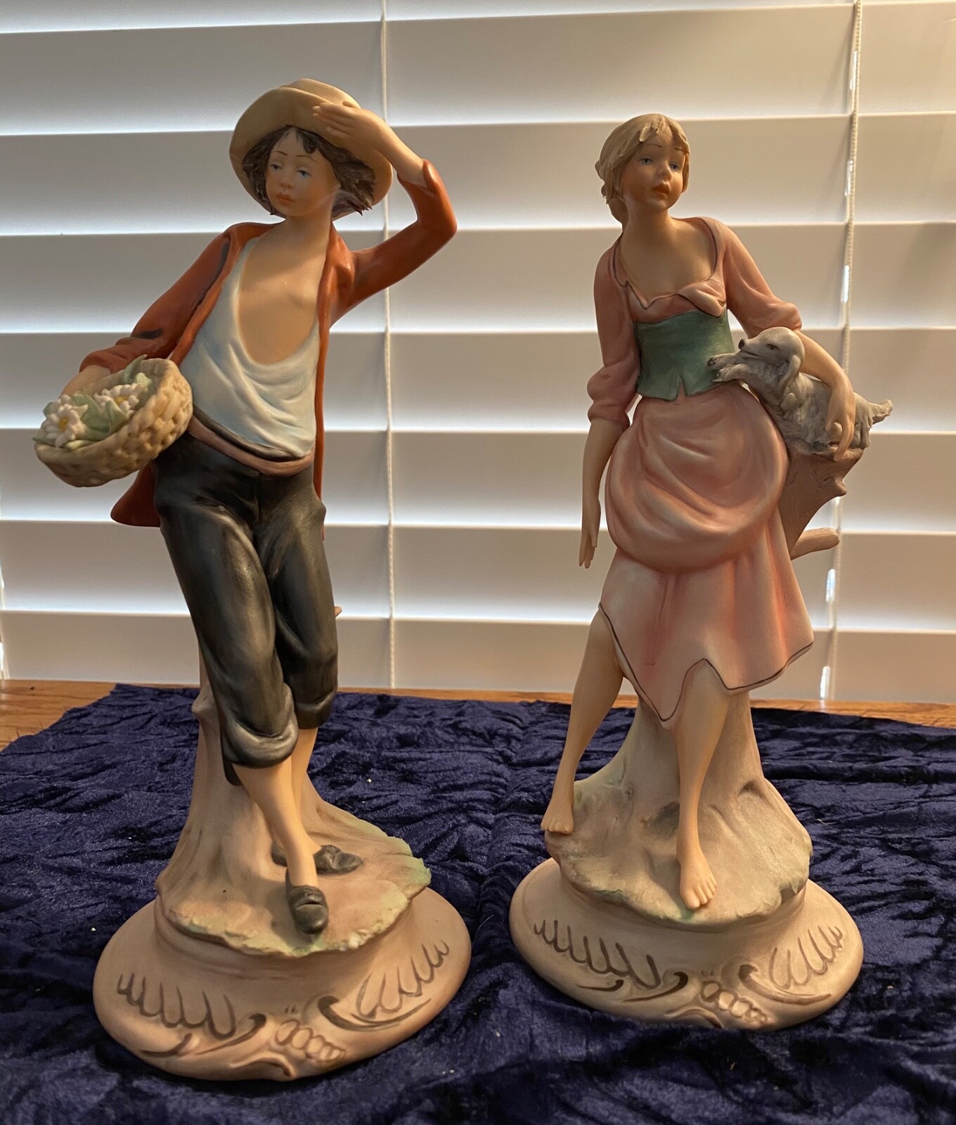 ETHAN ALLEN CAPIMONTE ITALIAN FIGURES BOY AND GIRL WITH FLOWER BASKET
