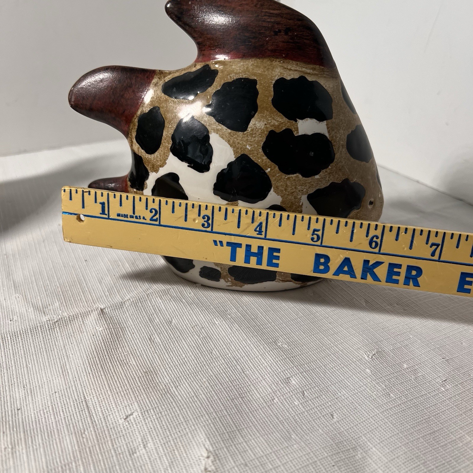 Hand painted ceramic fish Vintage figurines Leopard or giraffe spots Set Of 2