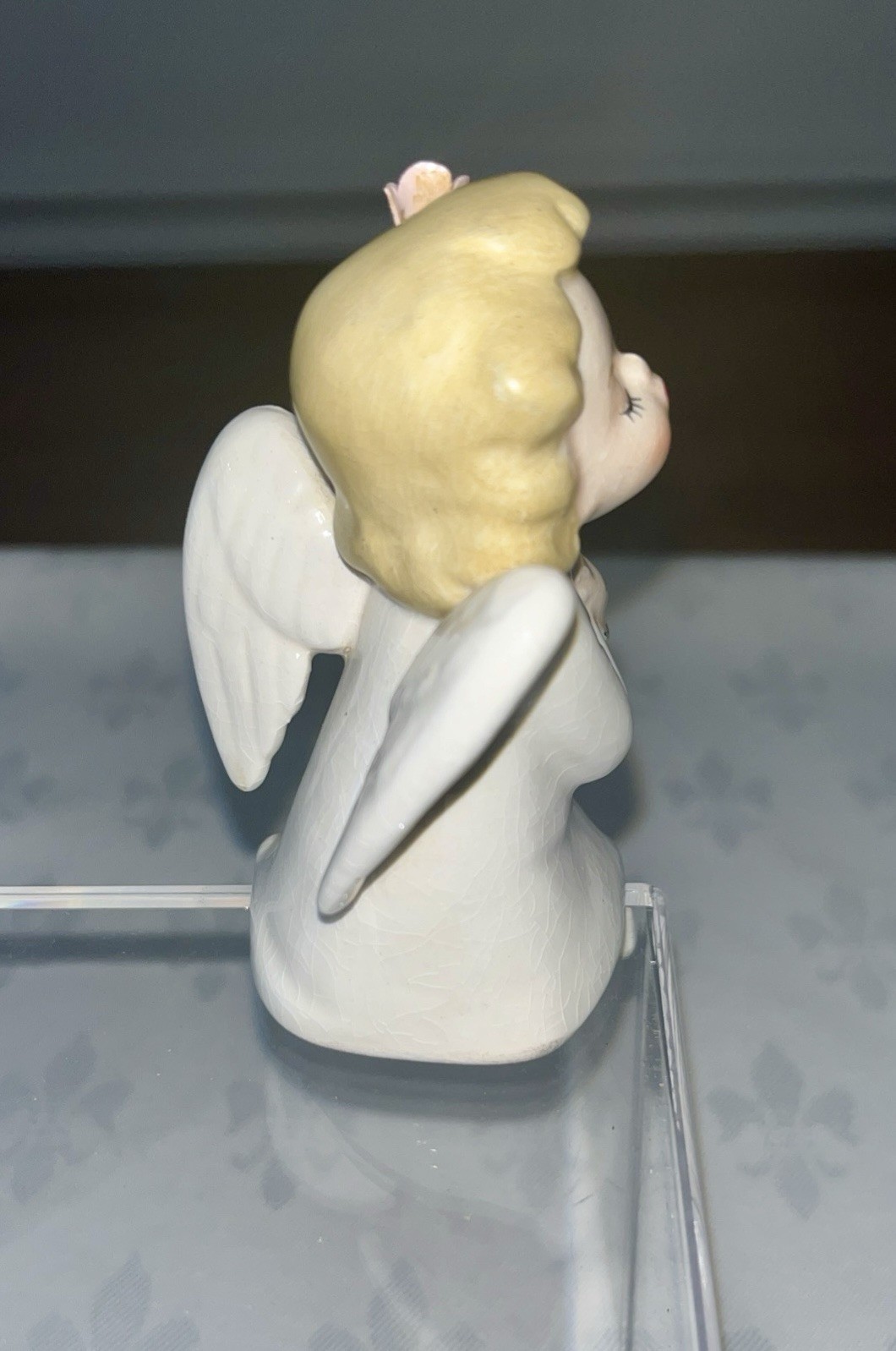 Vtg 1950s Kissing Angels Ceramic Figurine Japan Boy & Girl Shelve Sitters