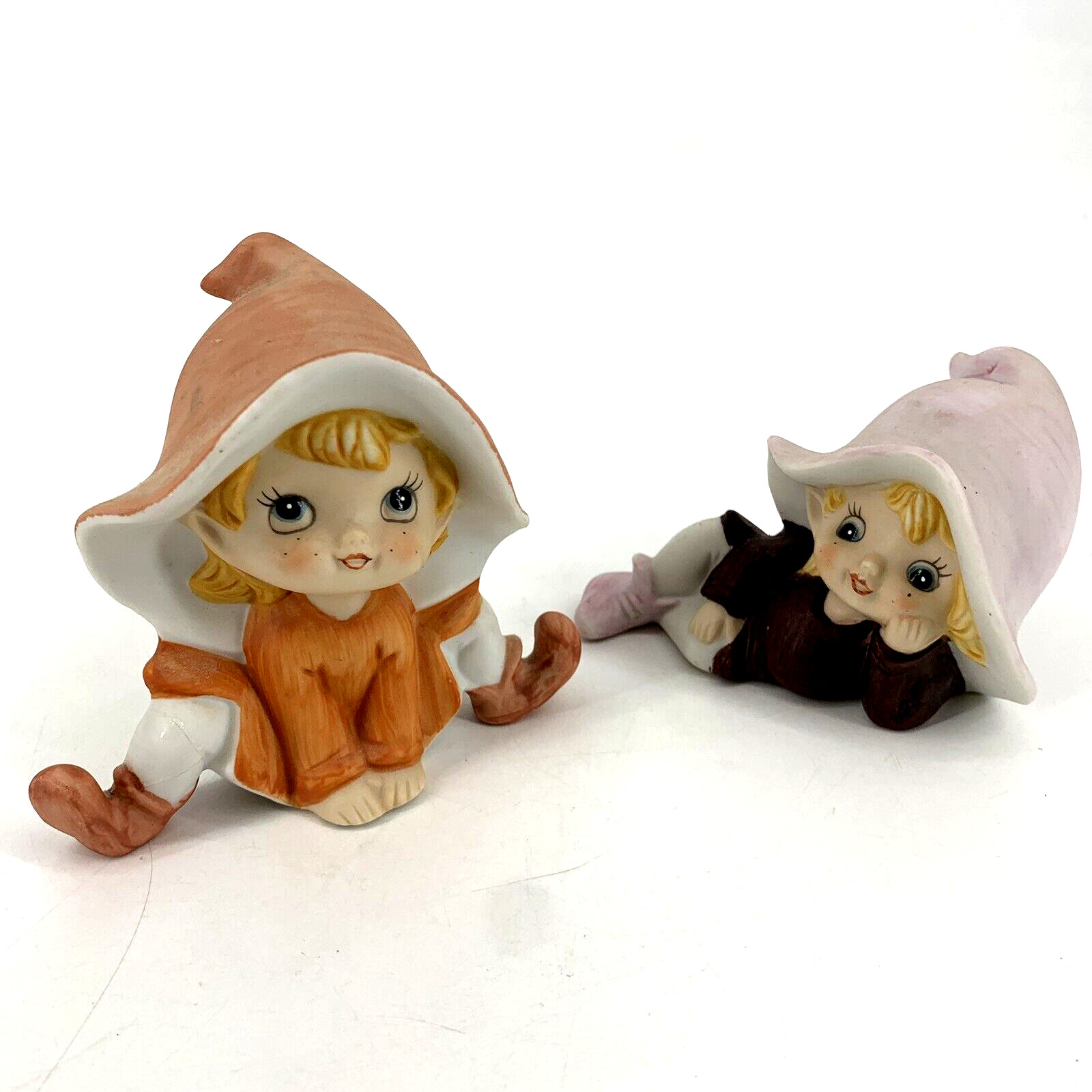 Vintage Homco Home Interiors Pixie Elf 2 Elves Figurine #5213 Porcelain