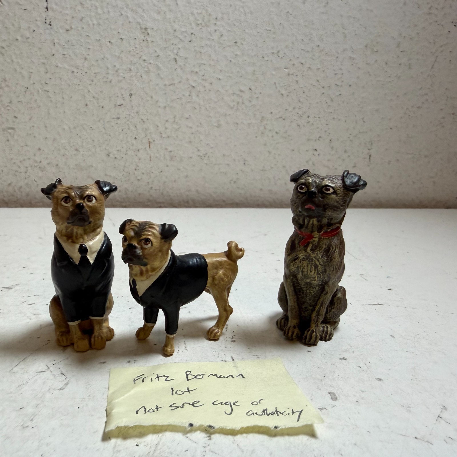 Vintage Miniature Pug Portable Tabletop Retro Dog Figurines – Lot of 3