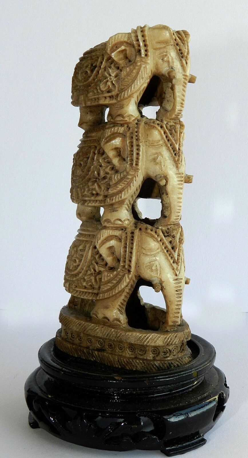 Vtg 3 Tier Lucky Elephants Decorative Figurine Statue Home Decoration 4.9″ Nice!