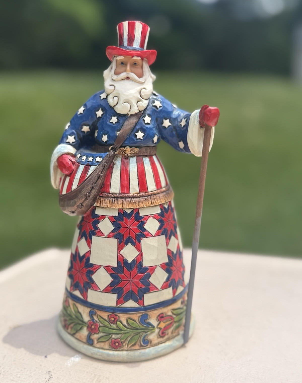 Jim Shore Heartwood Creek Patriotic Santa Figurine Hand Painted Resin 2012