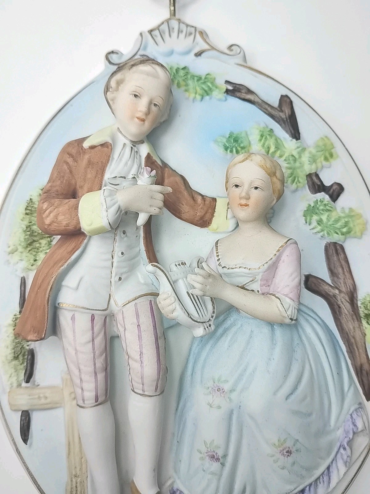 Vintage Porcelain Courting Couple Plaques With Man And Women Set Of Two 🥳