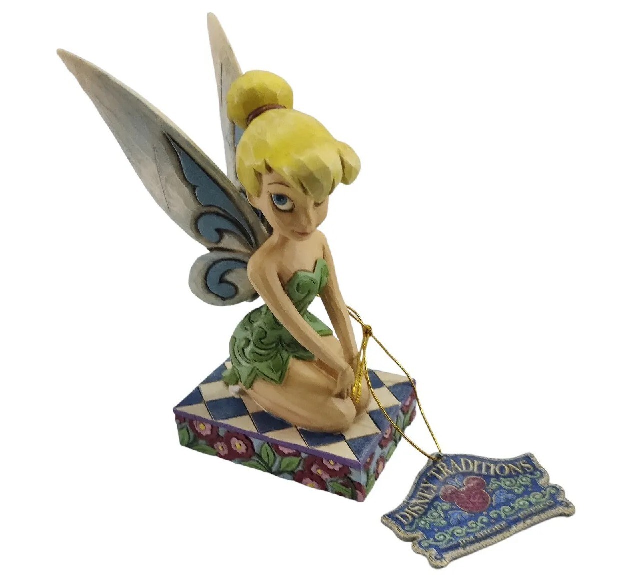 JIM SHORE DISNEY Figurine TINKERBELL PIXIE FAIRY Folk Art Quilted Statue READ!!