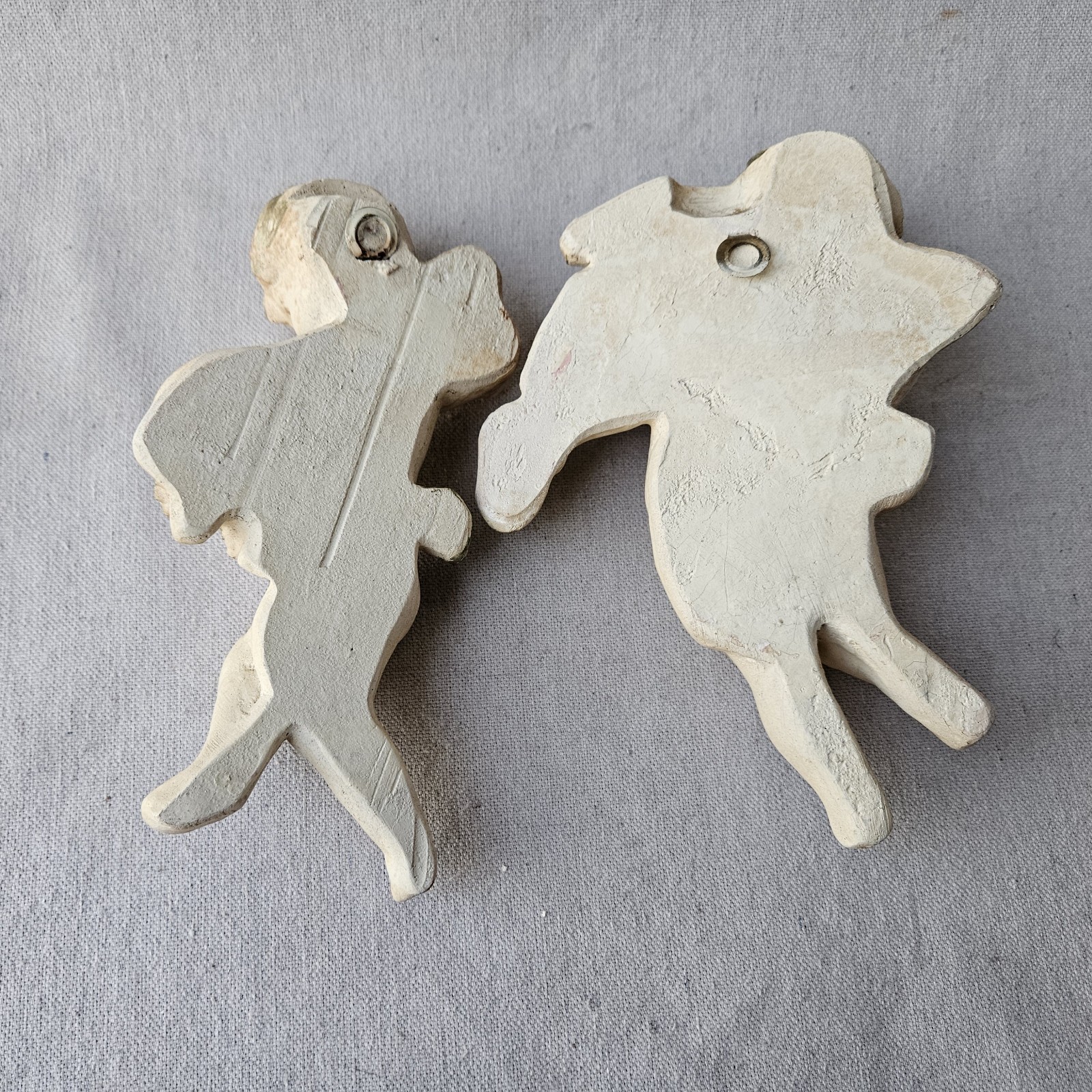 Vintage Cherub Angel Wall Plaque Set of 2 Hanging Putti Baby Angel Decor Ceramic