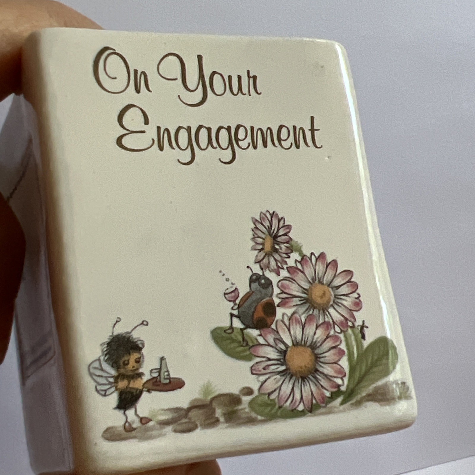 New Philip Laureston England Miniature Ceramic On Your Engagement Greeting Card