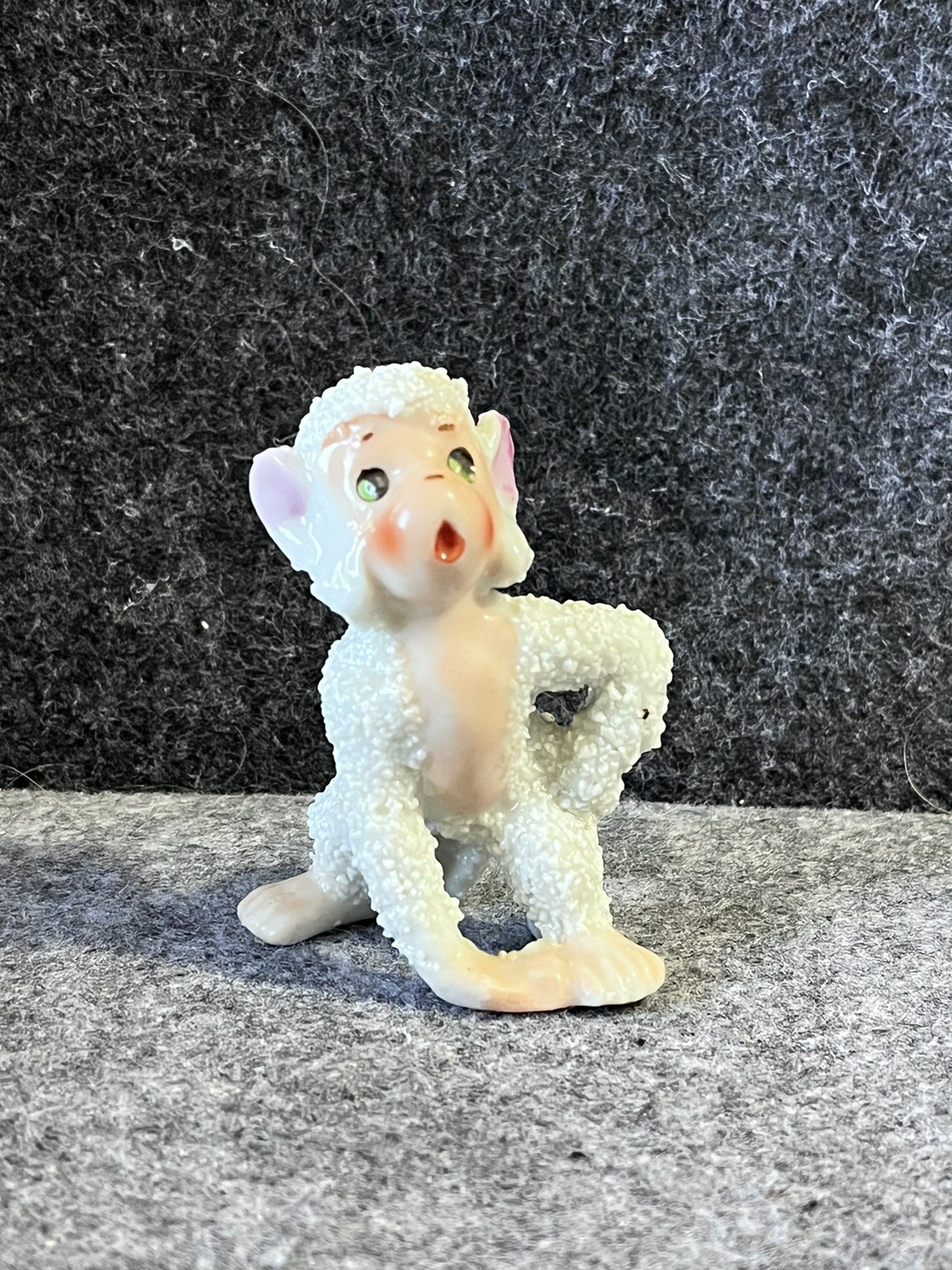 Vtg 8cm Sugar Textured Porcelain Monkey Figurine