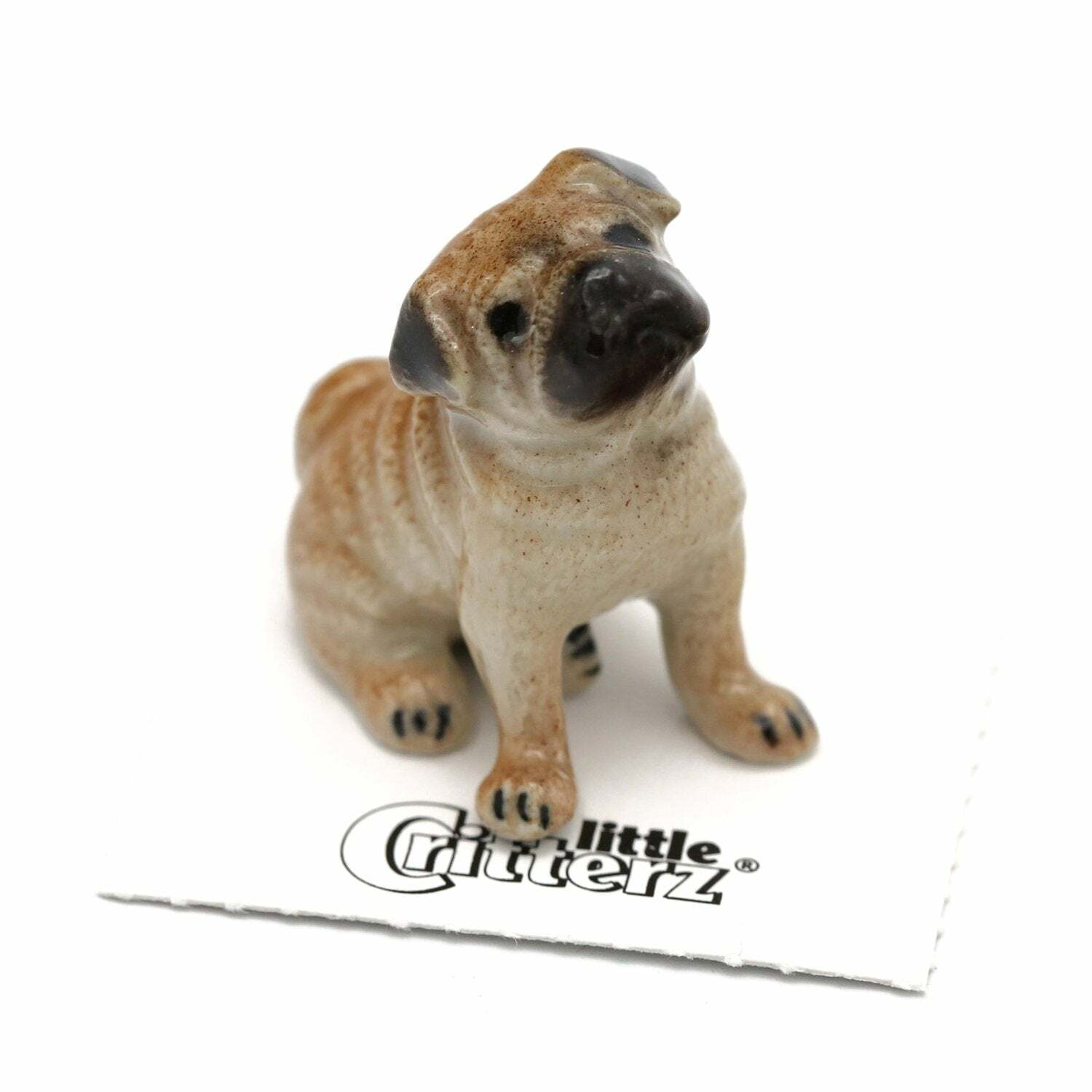 Little Critterz Dog – Pug “Button” – miniature porcelain figurine