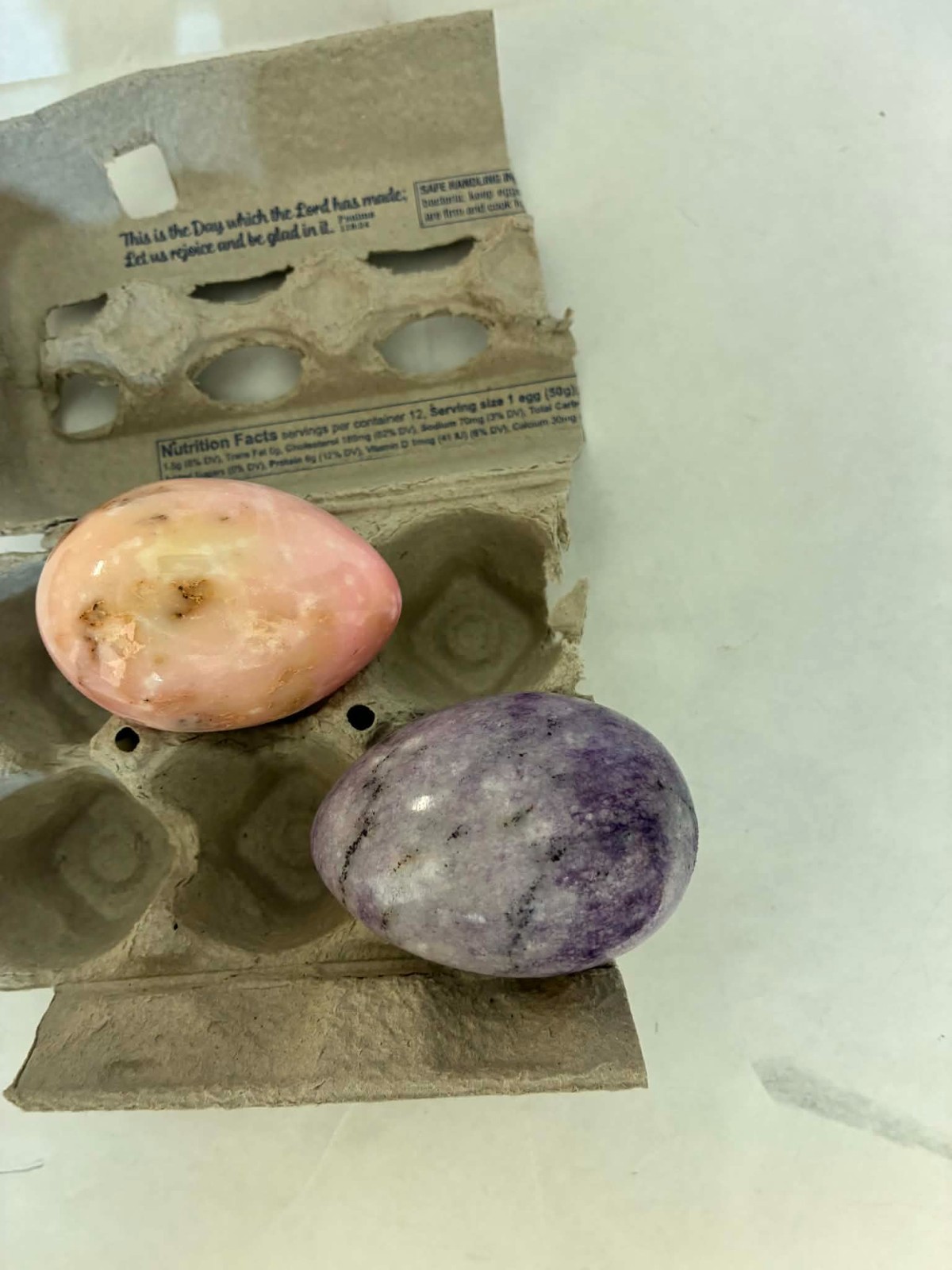 2 Eggs Polished Large Marble Stone Egg Easter Decor Alabaster Pastel 3″