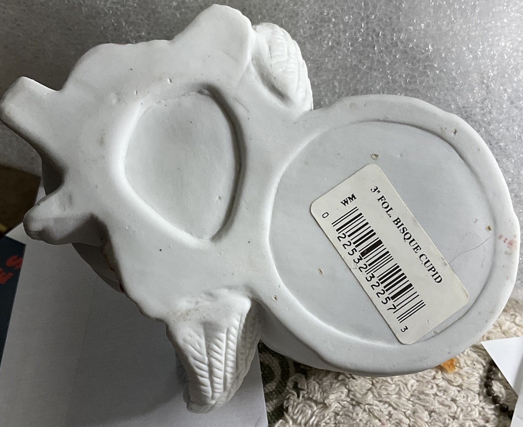 Cherub Angel 3 In. Bisque Porcelain Planter/ Candle Holder Shabby Chic NWOT