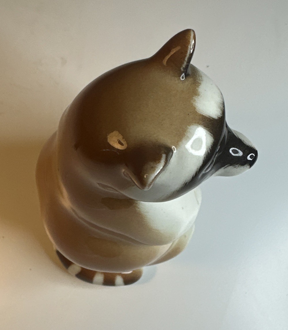 Vintage Lomonosov Racoon Figurines Made In USSR Set Of 2 Porcelain
