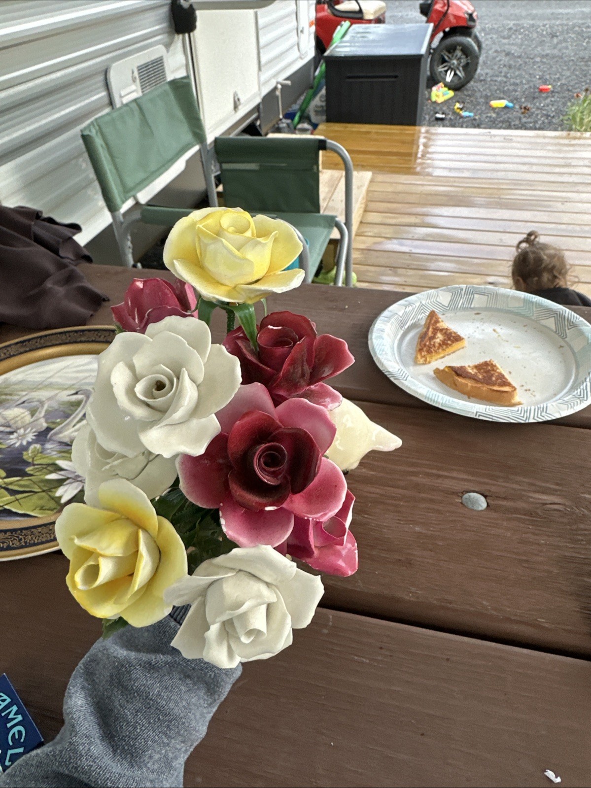 9- Bone China Made In England Flowers with Green Plastic Stems