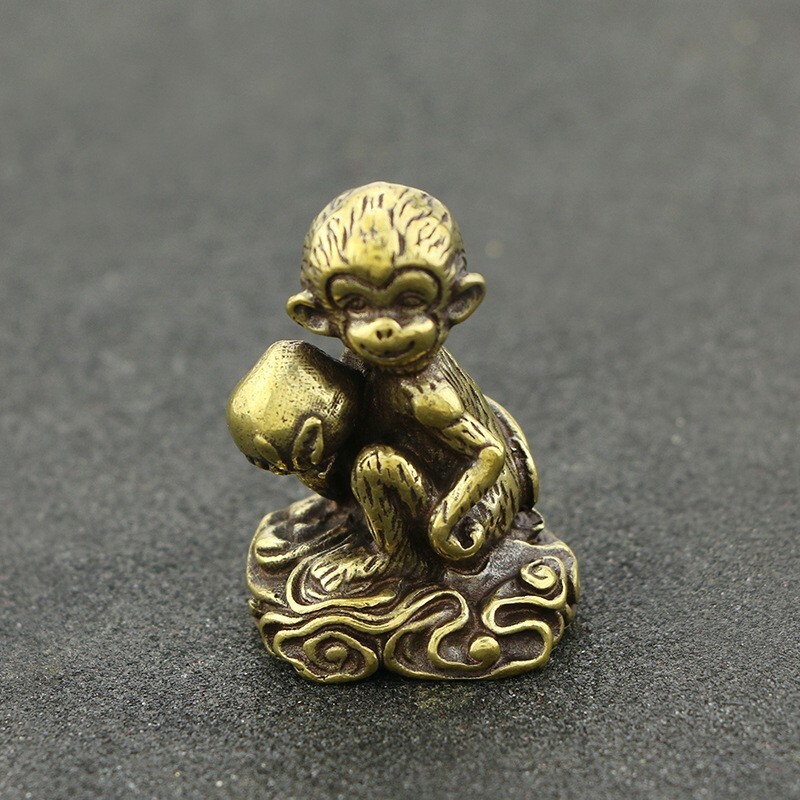Solid Brass Monkey Figurine Small Statue House Decoration Animal Figurines Toys