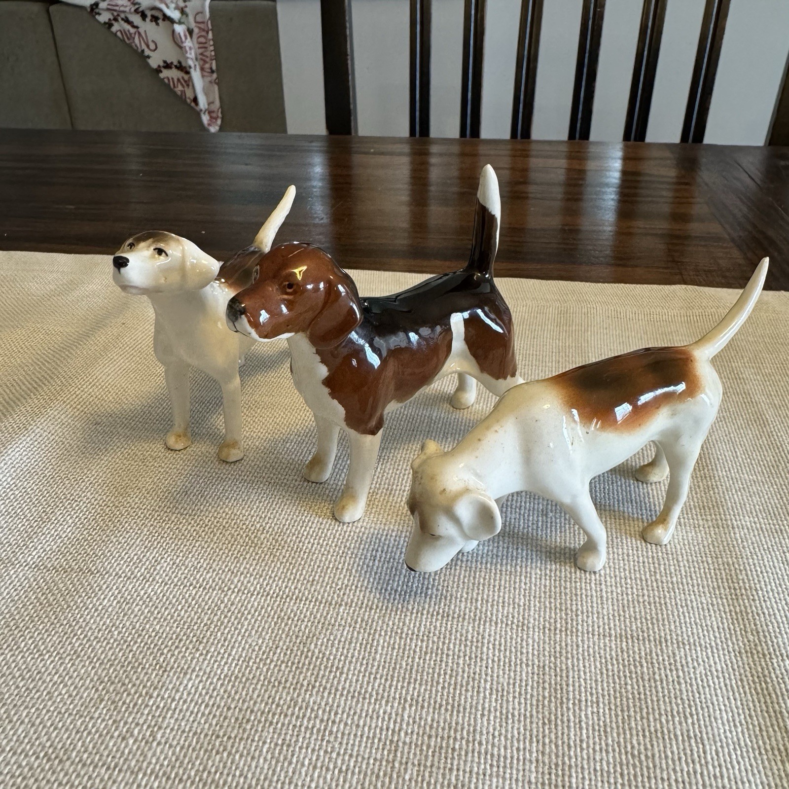 Vintage Beswick England Beagle / Foxhound Porcelain Dog Figurines Set of 3