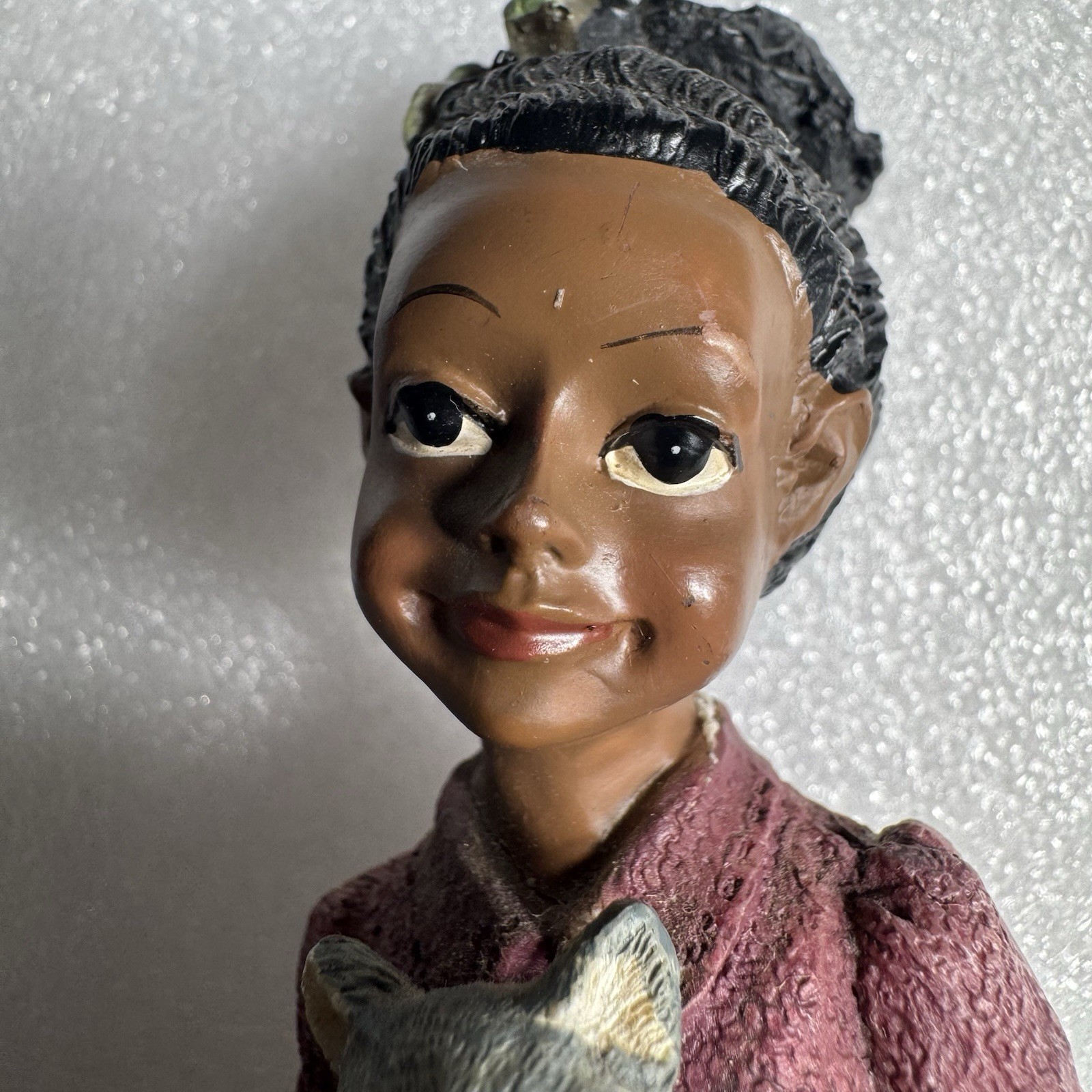 1 Shelf Sitter- Black/African American Girl Cat Hat Fabric Dangling Legs
