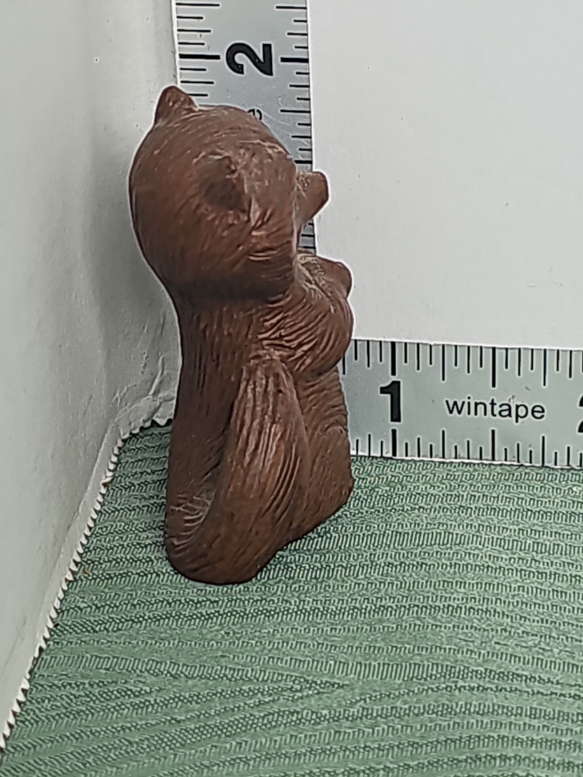 Vintage-Carved Wood Raccoon Figurine Handcrafted Miniature Woodland Creature