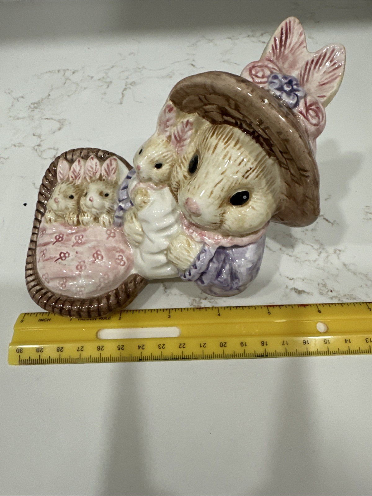 Momma Bunny And Babies Figurine Spring Easter