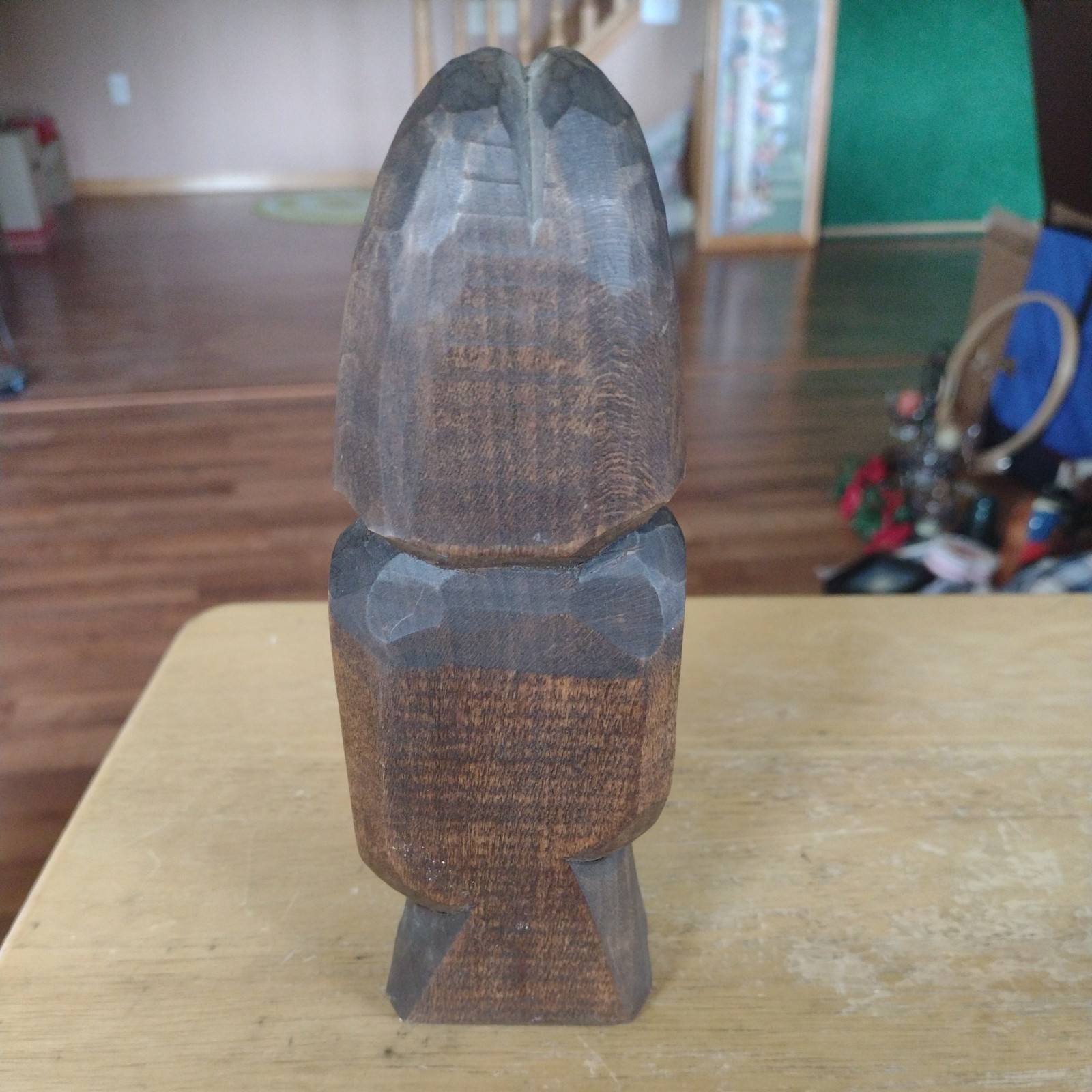 VTG Poland Sculpture Figurine Wood Carved RELIGIOUS Polish Folk Art 8”