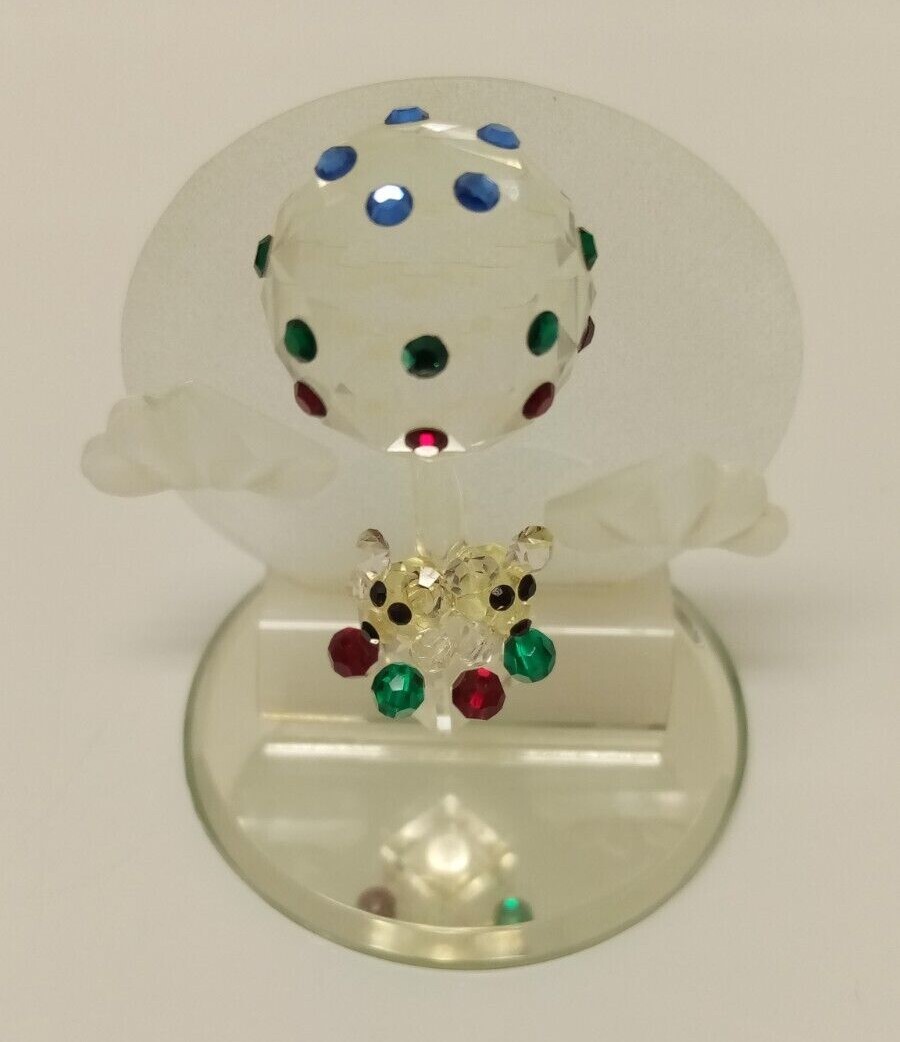 Vintage Crystal Glass Hot Air Ballon Ride with Teddy Bears in the Clouds