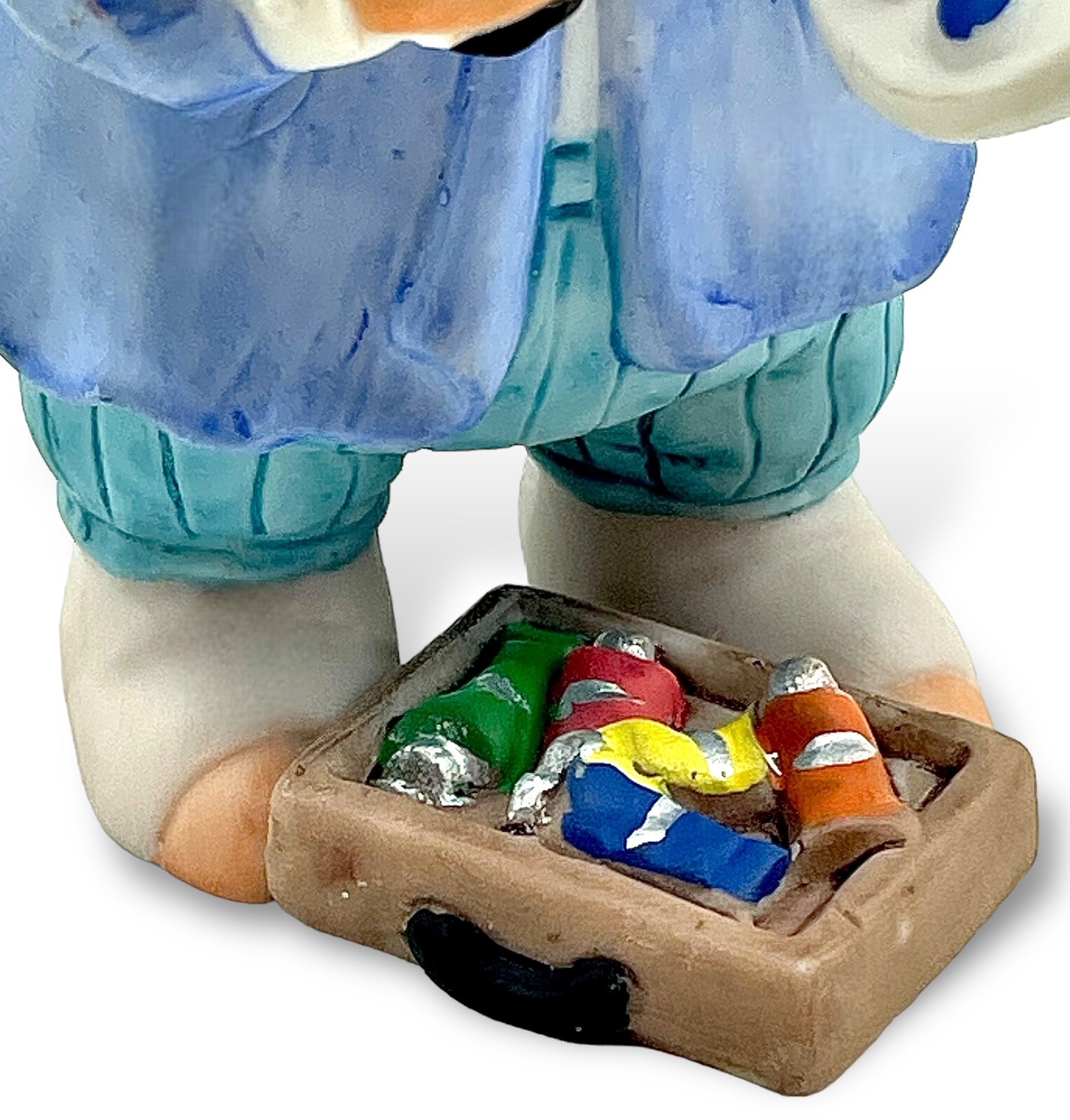 Vintage PIG TALES Figurine Bisque Porcelain Artist Paints Art Brushes Beret